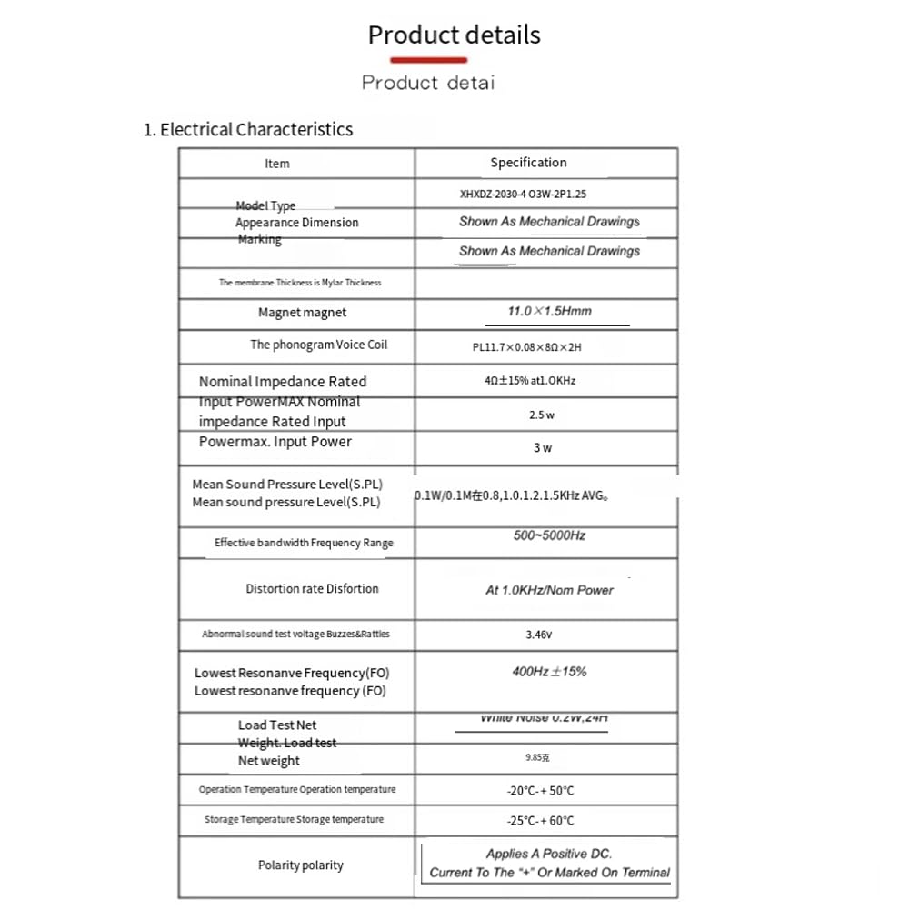 2030 Głośnik Audio Głośnik Głośnik Kompatybilny z Bluetooth Terminal 1.25 4Ω 3W