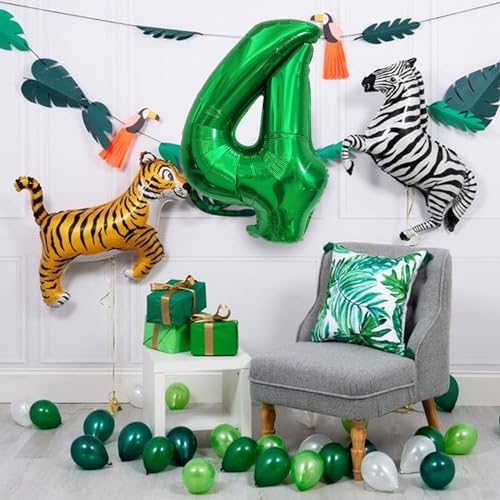 Image of Number Balloons Green Party Balloon - Giant Number 4 Balloon, 40 Inch Large Balloon for St. Patrick's Day Games Theme Birthday Decoration, Girls Boys Party Supplies