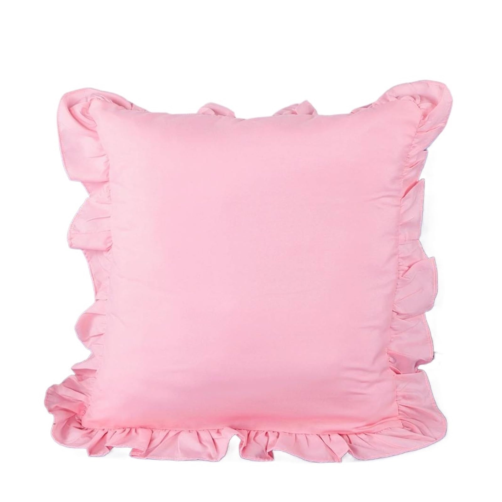 LYXYGMV 1 Pc Ruffled Pillowcase Core Envelope Pillow Shams Soft Breathable Non Shrinking For the Bedroom(Pink,40x40cm No Pillow)