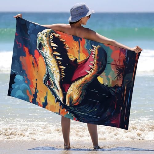 Serviette de plage T-Rex Jurassic Roar 130x80cm séchage rapide - 6