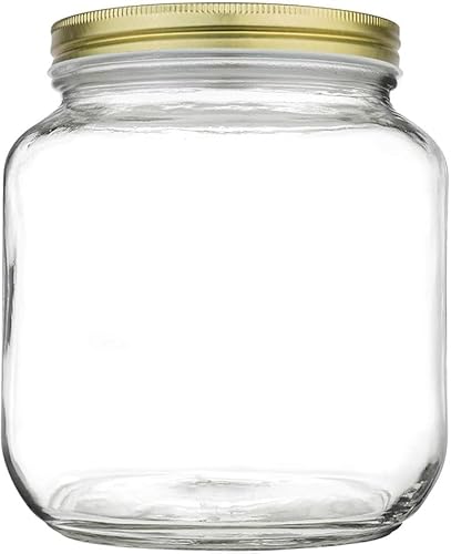 kitchentoolz Half Gallon Mason Jar Wide Mouth with Airtight Metal Lid - Safe for Fermenting, Pickling, Sourdough & Kombucha - Glass 64 oz Mason Jar - Made in USA - BPA Free