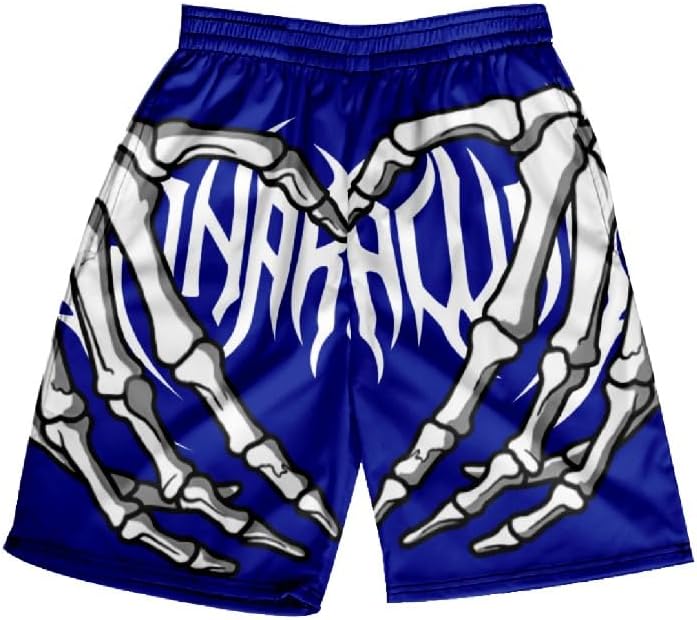 SOJINM Mens Pattern Shorts with Skeleton Hand Printing Novelty