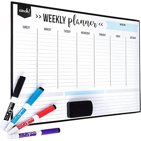 Magnetic Weekly Calendar for Fridge with Eraser Cover