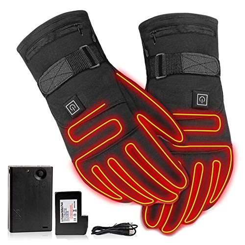 Chengstore - Guantes calefactables mejorados, 3,7 V, recargable, con batería, calentador, para hombres y mujeres, para invierno, motocicleta, ciclismo, caza, pesca, esquí, esquí, ciclismo, etc.
