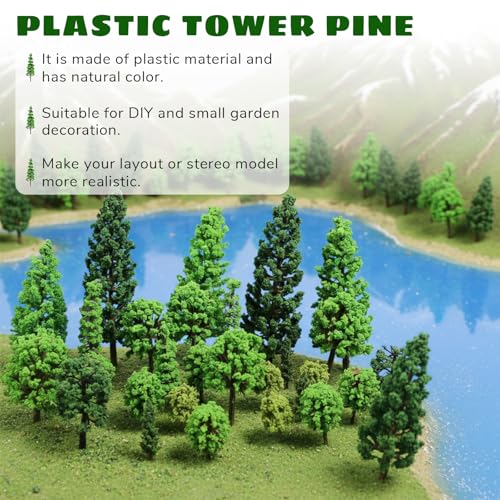 Gtziqa Lot de 32 arbres miniatures mixtes de 1,8 à 11,2 cm - Arbre miniature mixte - Paysage de train, diorama - Architecture ferroviaire - Faux arbre pour loisirs créatifs, modélisme de construction