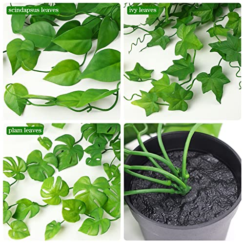 Cewor 3 Pack Fake Hanging Plants Artificial Potted Plants Small Faux Hanging Vines In Pots For Indoor Outdoor Office Room Decor(Green) #TOP2