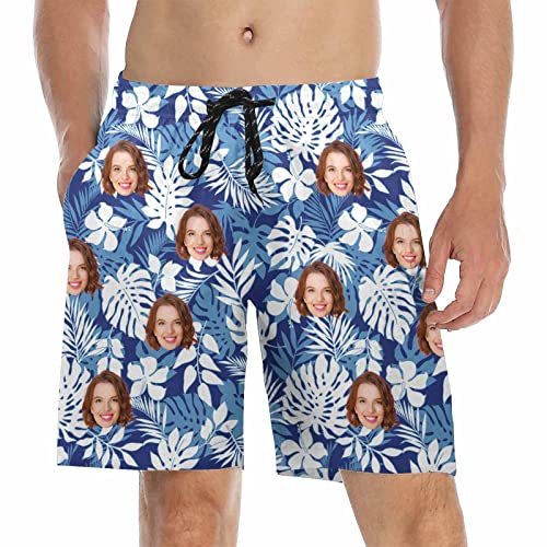 Custom Swim Trunks with face Personalized Photo Gifts Swim Shorts for Men Customized Novelty Beach Board Short for BF