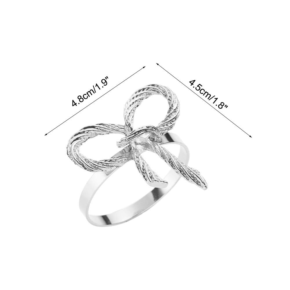 Serviettenringe, 12 Stück Serviettenschnallen mit Schleife aus Metall, Serviettenringehalter für Valentinstag, Hochzeit, Geburtstag, Abendessen, Party, Tischdekoration