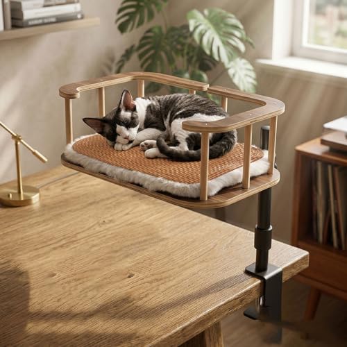 Cama para gatos de escritorio con almohadilla refrigerante 3