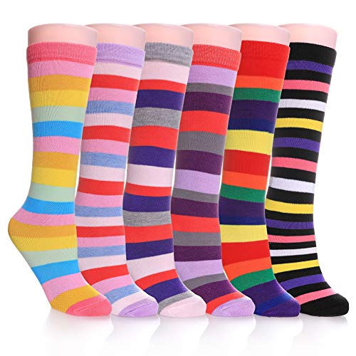 Image of FNOVCO Girls Knee High Socks Cartoon Animal Patterns Cotton Over Calf Socks