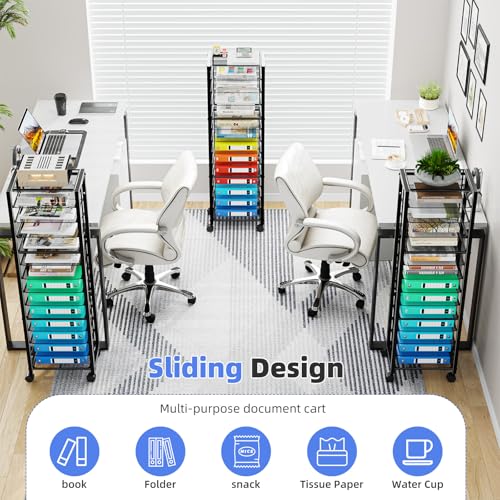 image for Simple Trending 14 Tier Rolling File Cart, Desk File Organizer with Sl