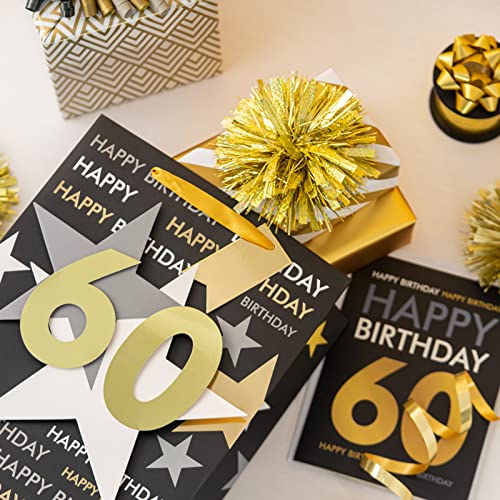 Image of Loveinside Birthday Gift Bag with Tissue Paper and Greeting Card for 60 Birthday - 13 inch x 10 inch x 5 inch, 1 Pcs, Black Gold