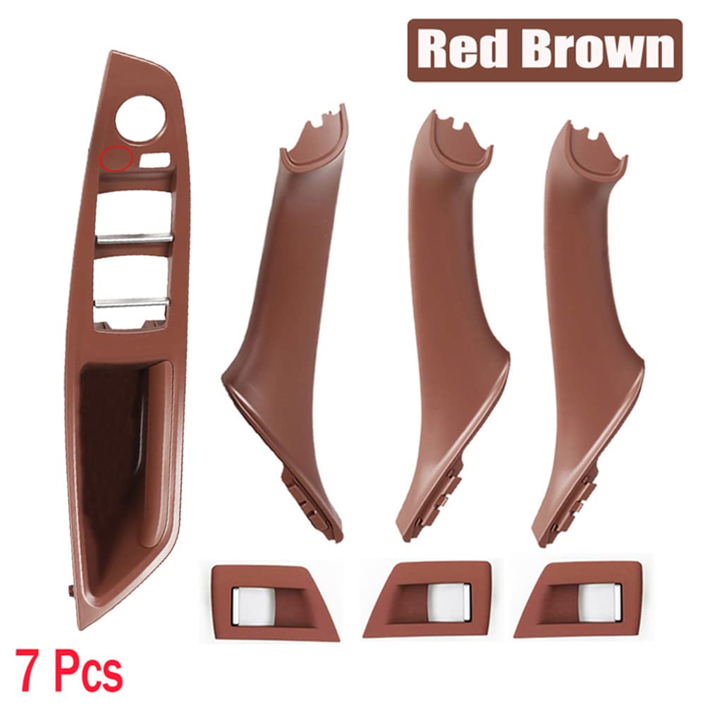 Maniglia per porta laterale, 7 pezzi, kit di ricambio per maniglia interna della portiera dell'auto, pannello di ricambio per bracciolo per BMW F10 F11 Serie 5 520 523 525 528 530 535 (marrone)