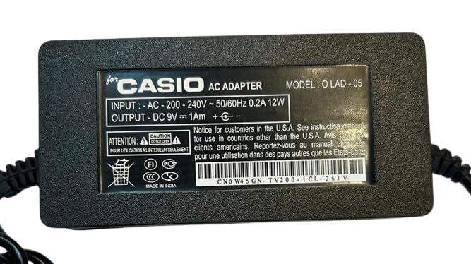 Image of BEE Power Adaptor for Digital Keyboard Casio Sa-21 /Sa-41 /Sa-45 /Sa-75 / Ma-120, Black