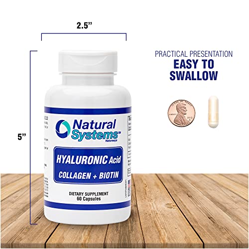 60 Capsules Hyaluronic Acid Plus Collagen And Biotin By Natural Systems - Acido Hialuronico Capsules For Enhanced Absorption - Hydraulic Hyaluronic Acid Supplement For Skin - Strong Skin, Hair, Nails #TOP5
