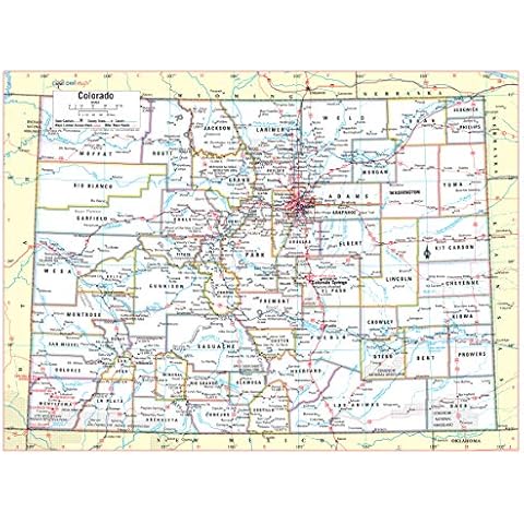 Cool Owl Maps Colorado State Wall Map Poster Rolled 32"x24" (laminated) Cover