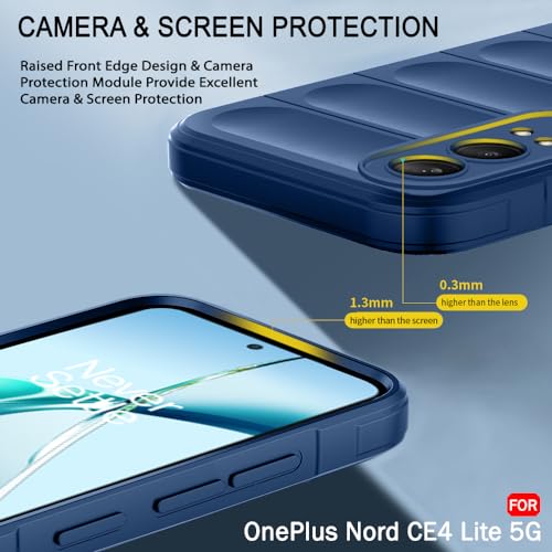 Image of TheGiftKart Liquid Silicon Back Cover Case for OnePlus Nord CE 4 Lite 5G | Shockproof Military Grade Protection | Micro-Fibre Cloth On Inner Side | Built-in Anti-Slip Grip Back Case Cover (TPU, Blue)