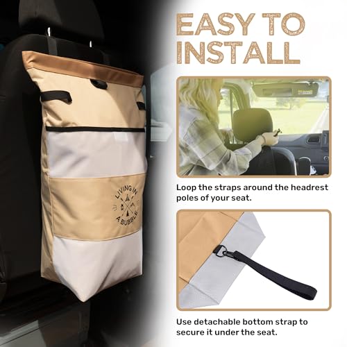 Image of Living in a Bubble Wet Dry Laundry Bag - Portable Waterproof Laundry Hamper for RV, Campervan & Travel - Foldable Clothes Organizer with Separate Wet & Dry Compartments