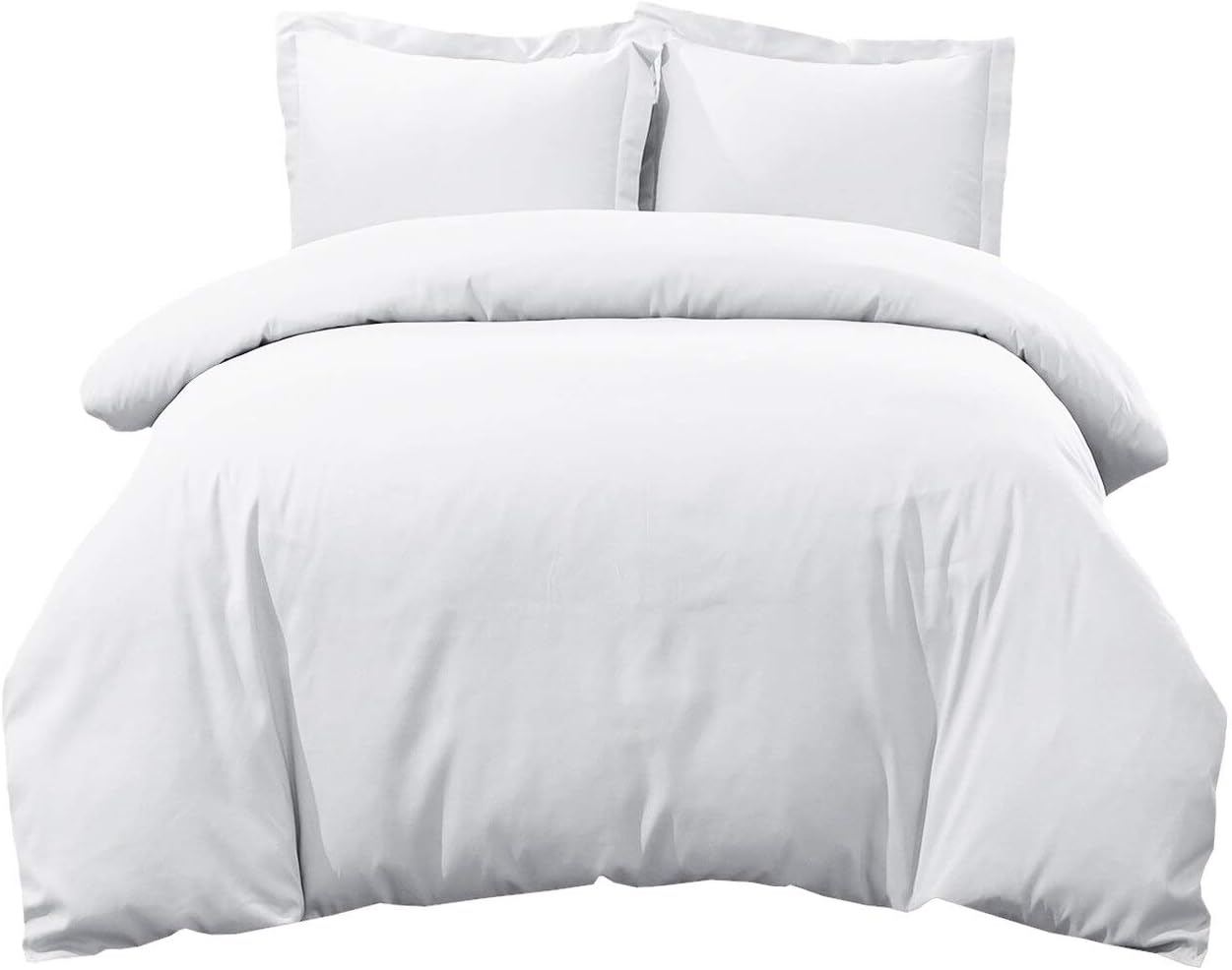 Royal Hotel Bedding Special Edition Solid White Full/Queen Size Duvet Cover Set, Wrinkle-Resistant 3 Piece Comforter-Cover with Button Closer, 100% Cotton, 300 Thread Count, Sateen Solid