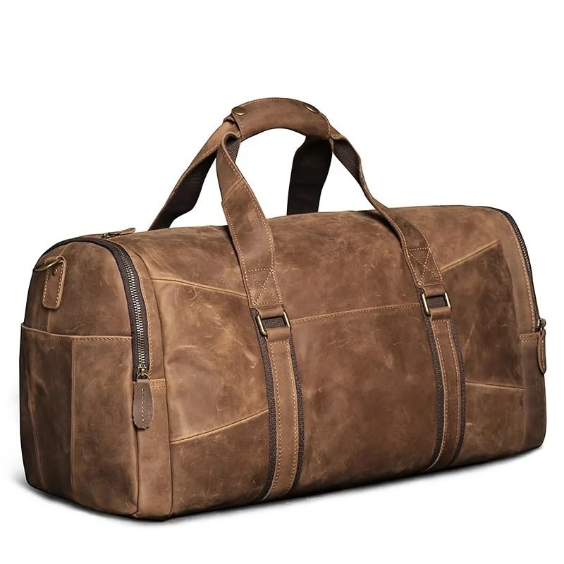 Men's Vintage Leather Travel Bag Leather weekend Bag Casual Messenger Shoulder Bag Carry On Luggage2