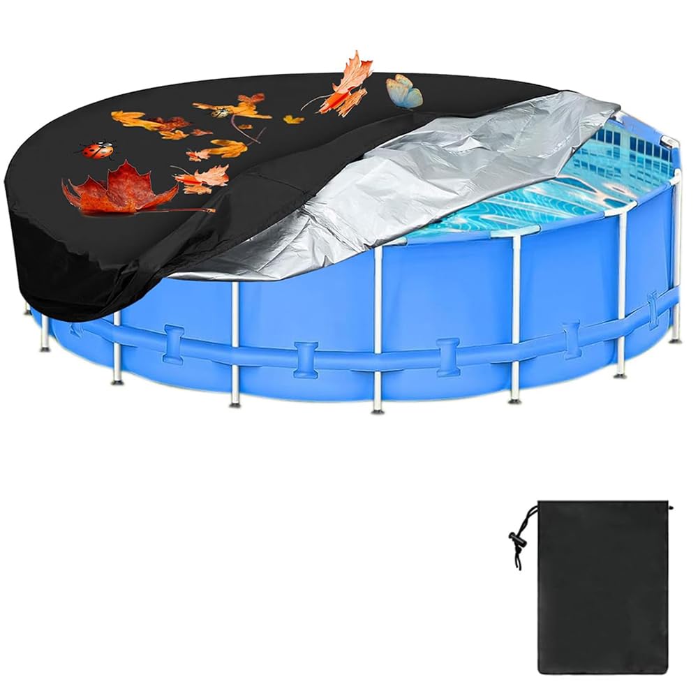 HuaMuDM 120X31CM Runde Poolabdeckung,Poolplane,Pool Abdeckplane,Abdeckung für Hundepool, Abdeckung für Pool, Round Pool Cove,Faltbarer UV Pool Abdeckplane