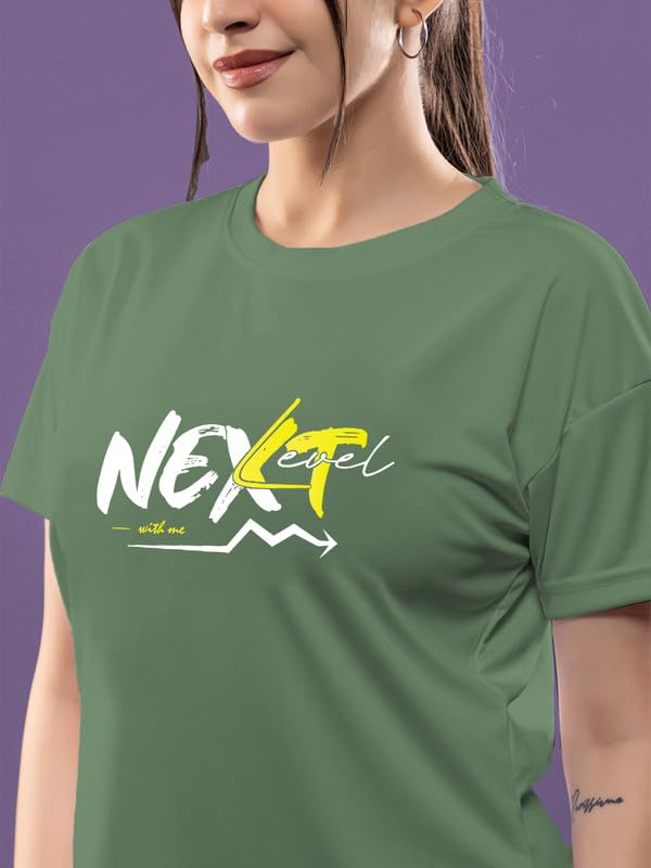 Image of CHKOKKO Womens Stylish Activewear Quick Dry Lightweight Breathable Printed Round Neck Half Sleeve Regular Fit Gym T Shirt for Sports Yoga and Training