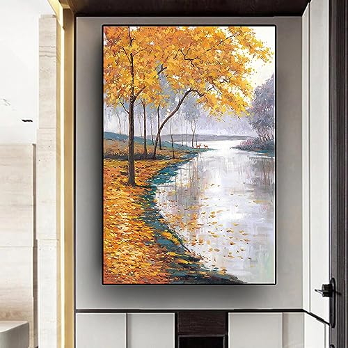 Peinture impression sur toile automne dorée 35x50cm sans cadre KEBIA