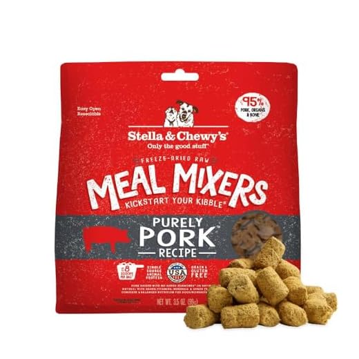 Stella & Chewy's Freeze-Dried Raw Pork Meal Mixers- Dog Food Topper and Mixer - Made with 95% Farm-Raised Pork, Organs & Bone - Perfect for Picky Eaters - Grain-Free - 3.5 oz