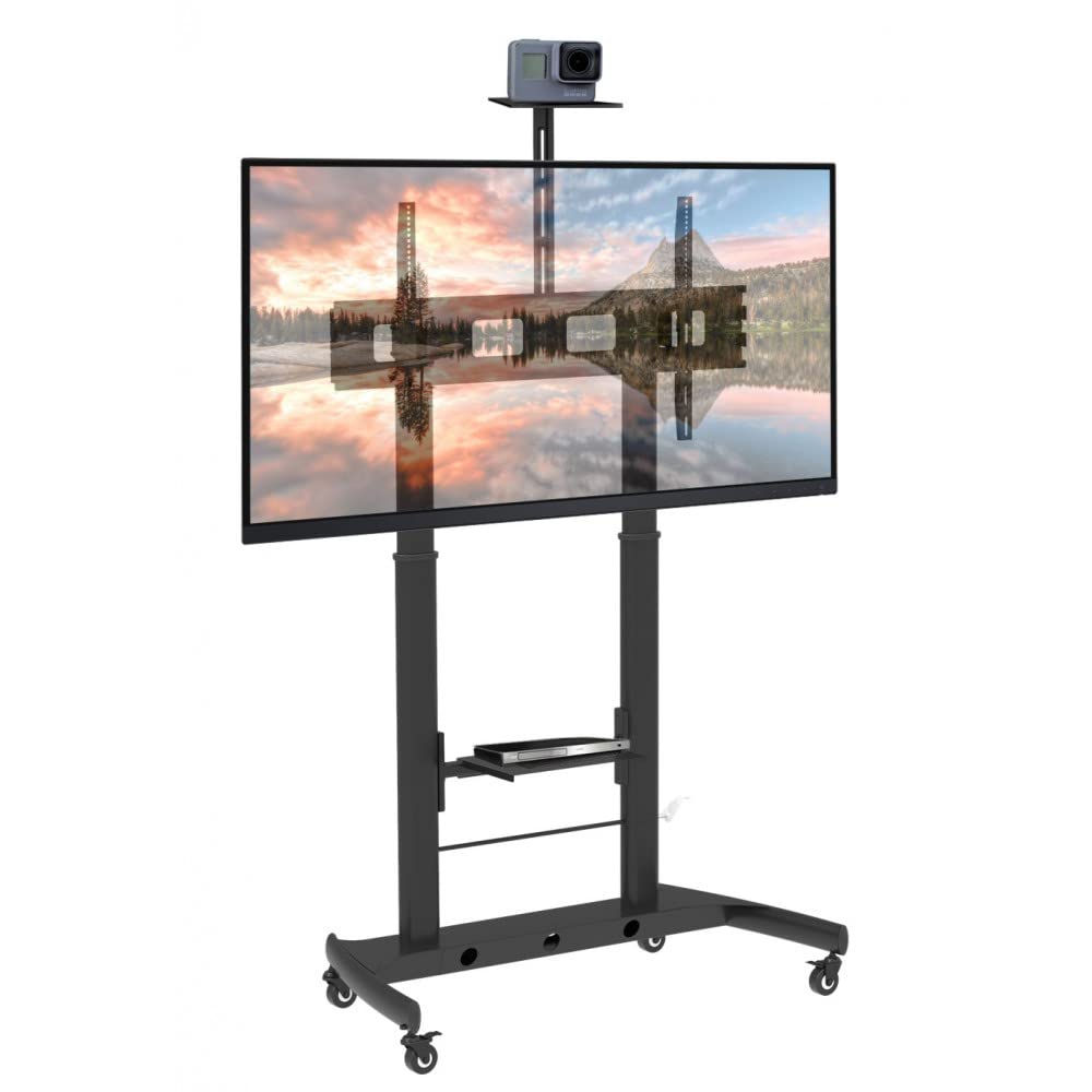 Techly 360752 Supporto da Pavimento TV LCD/LED 52-110" Altezza Regolabile 2 Mensole Nero