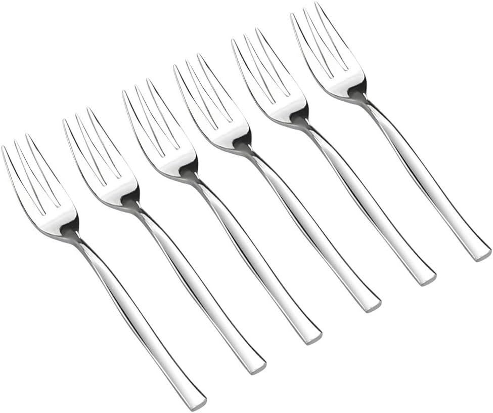 Idomy Stainless Steel 3-Tine Tasting Forks for Appetizers, 12-Piece