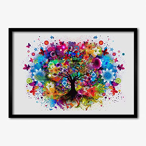 Tableau Décoratif Arbre Coloré avec Cadre MDF 70x50 cm Tulup