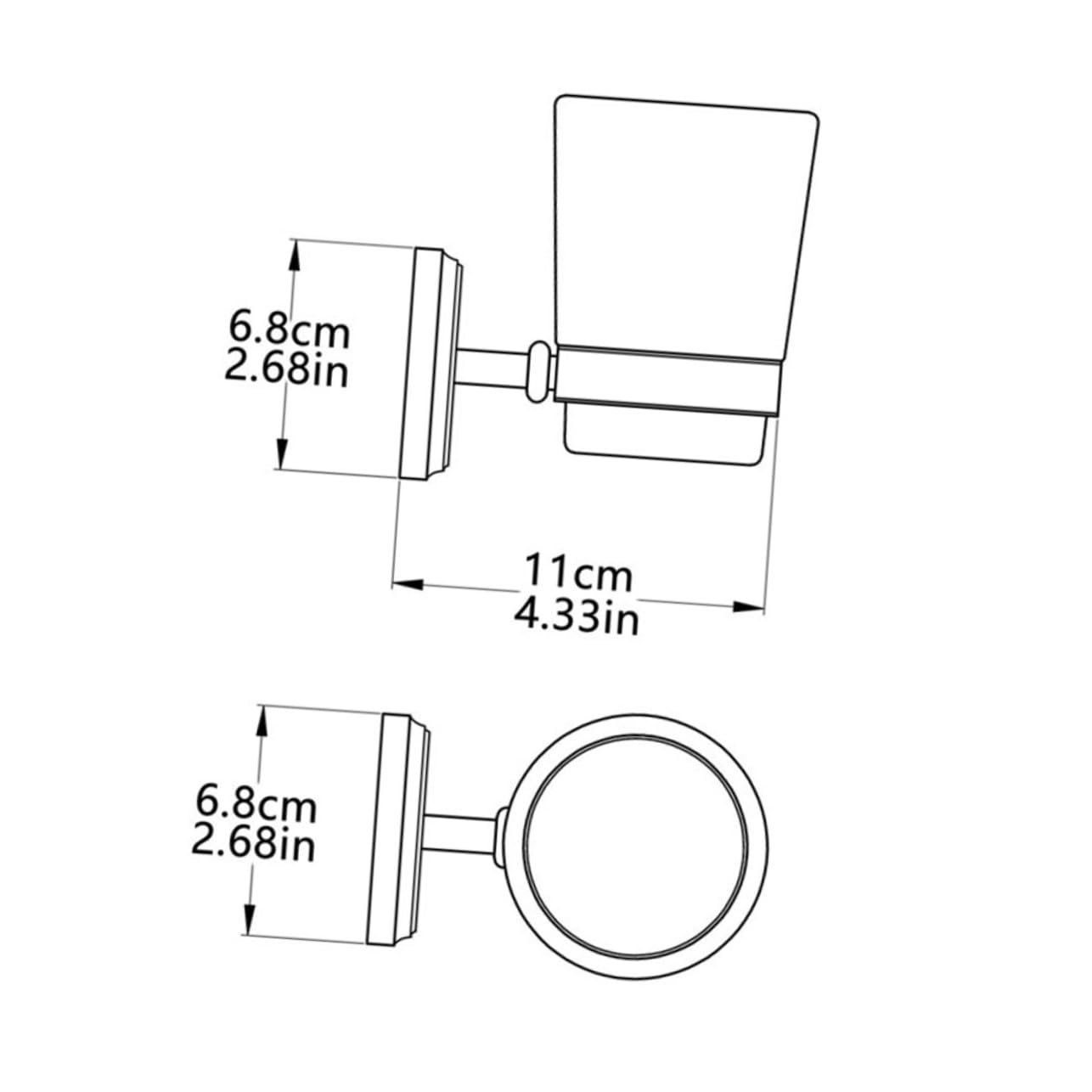 WOONEKY Portaspazzolini da Parete in Rame Nero Portaspazzolino Singolo Portabicchieri per Bagno Portaoggetti Accessori da Muro