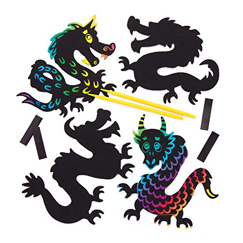Baker Ross Kratzbild-Magneten „Drachen“ (10 Stück) – Bastelidee für...
