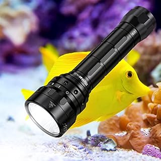 Wurkkos DL61 Diving Torch, 7000 Lumens Underwater Torch, Rechargeable, 6 x Cree XPL2 LED Diving Torch with 2 x 26650 Batteries and Charger