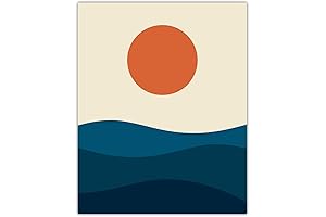 Geometric Beach Sunset Poster: Abstract Wall Art for Boho Decor