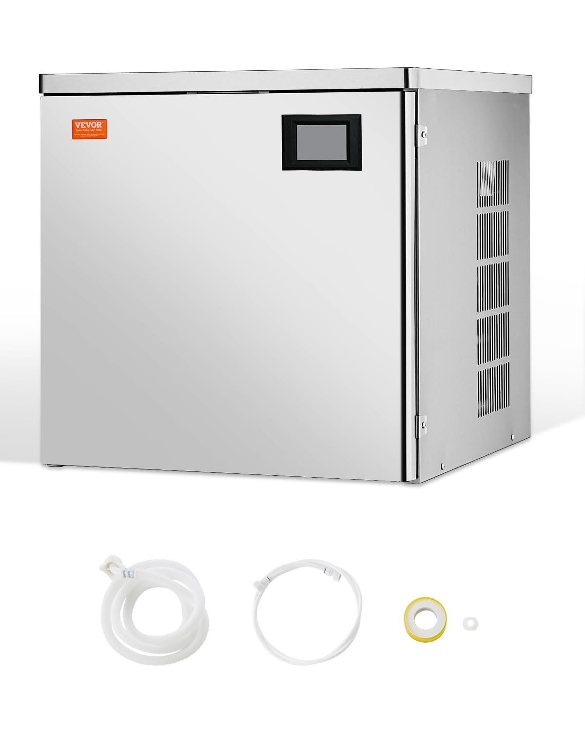 VEVOR Testa di Macchina per Ghiaccio Commerciale in Acciaio Inox 565 x 560 mm, con Funzione Autopulente e Produzione di Ghiaccio, Modulo Cubetti Ghiaccio, Solo Testa 163,​29 kg/​Giorno