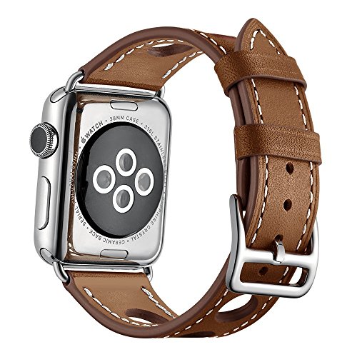 Compatible with Apple Watch 38mm 40mm 42mm 44mm Calf Leather Compatible iWatch Band/Strap Compatible I Watch Series 4 Series 3 Series 2 Series 1, (38mm(40mm for Series 4), Brown)