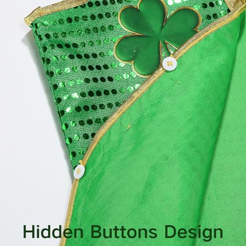maxToonrain 4PCS St. Patrick's Day Costume Mens Sequin Shiny Vest with Green Sequined Bow Tie, Ginger Beard, Tall Shamrock Hat Adult Leprechaun Fancy Dress for Irish St. Paddy's Day - Image 5