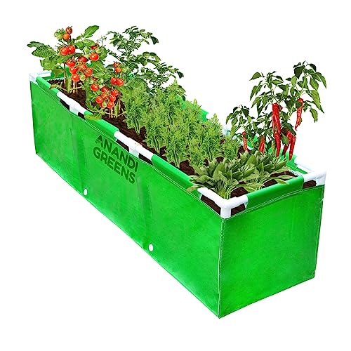 Image of Anandi Green's 5X1.25X1.25 Fit HDPE UV Protected 360 GSM Rectangular Plants Grow Bag Terrace Gardening Vegetable Garden with PVC Frame