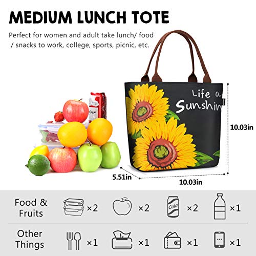 Image of Gloppie Insulated Lunch Bag Women Leakproof Lunch Tote Cooler for Work | 3-Layer Thermal Liner,Keeps Meals Cool Fresh In Summer, Reusable Food-Grade Leakproof Liner, Fits 10 Cans, Easy to Clean
