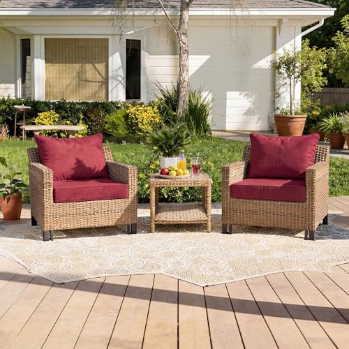 Image of Art Leon Waterproof Outdoor Seat Cushion 24 inchx 24 inch 30D High Density Foam Patio Chair Cushions with Non-Slip Backing Patio Cushions for Patio Furniture Porch Swing Garden Bench Camping Stadium Red