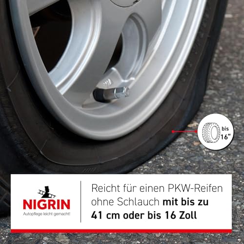 NIGRIN Reifendicht, 500 ml, sofortige Pannenhilfe, Reifendichtmittel repariert Löcher im Reifen im Handumdrehen ohne Montage, Rot,Weiß – Ansicht 4