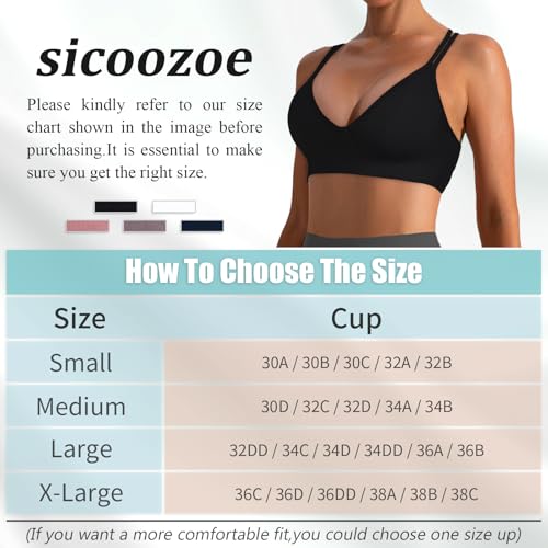 Image of Sports Bra for Women V-Neck Strappy Criss Cross Yoga Bra Padded Medium Support Workout Gym Athletic Fitness Bras 3 Pack