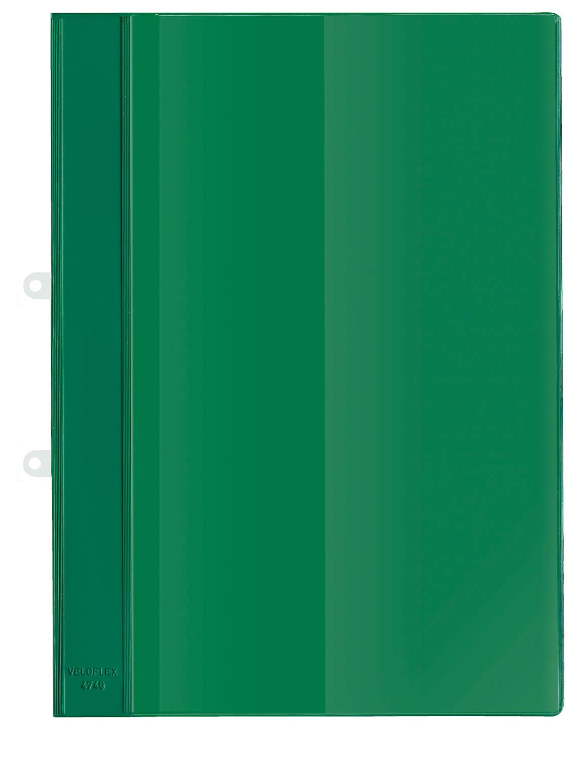 VELOFLEX 4740040 - Angebotshefter DIN A4, PVC, mit Deckel aus Klarsichttasche, mit Abheftvorrichtung, Grün, 20 Stück