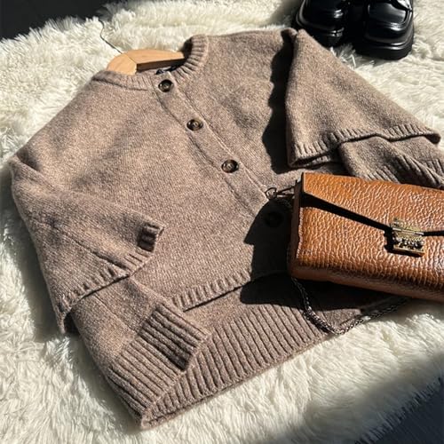 Vintage Casual Women Woolen Sweater Solid O-Neck Shawl Knitted Button Cardigans Autumn Winter Sweaters4
