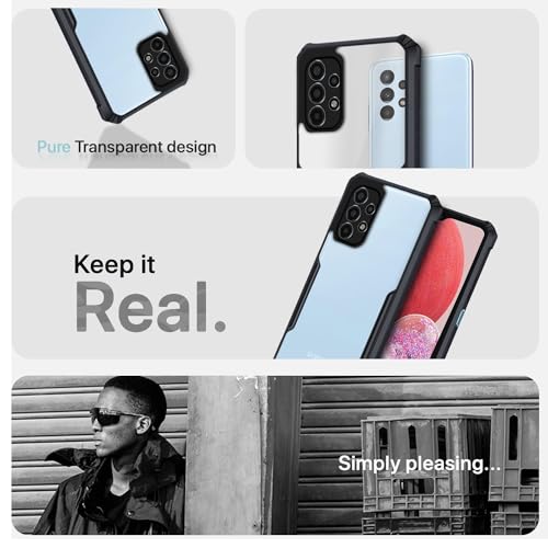 Image of Pikkme Samsung Galaxy A13 4G / A13 5G Back Cover | Crystal Clear Transparent Back | Ultra Hybrid | Full Camera Protection | Raised Edge | Bumper Back Case (Black)