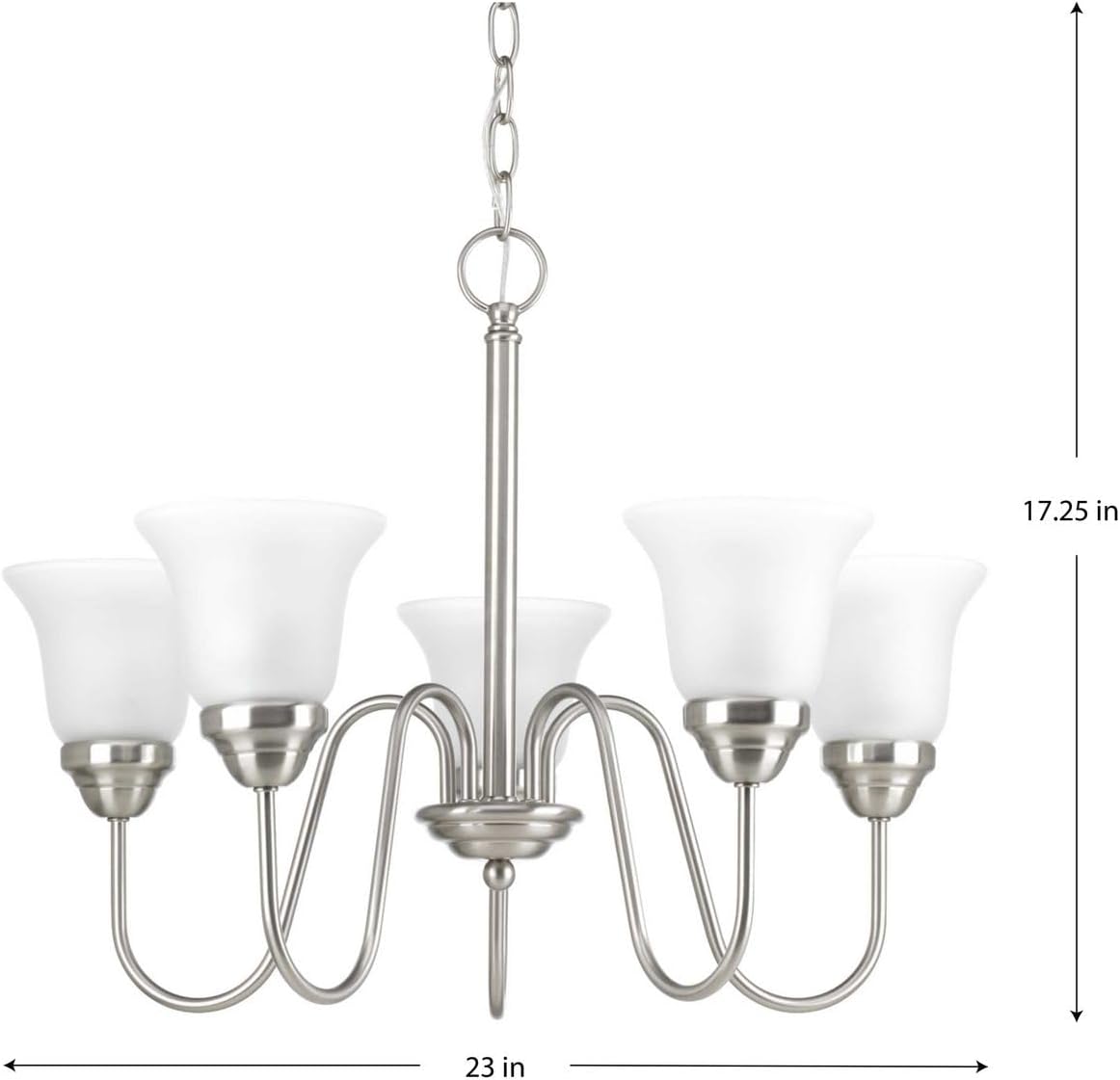 Progress Lighting Classic Collection 5-Light Etched Glass Traditional Chandelier Light Brushed Nickel