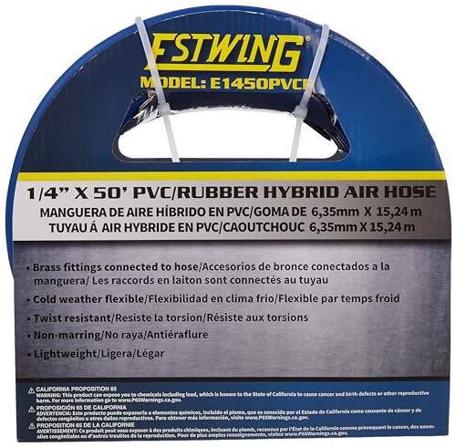 Estwing E1450PVCR 50' PVC/Rubber Hybrid Air Hose with Brass NPT Industrial Fitting and Universal Quick Connect Coupler - Image 3