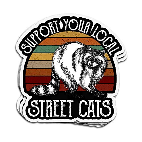 Doinb Tian 3 PCs Stickers Support Your Local Street Cats Funny Racoon Lover
