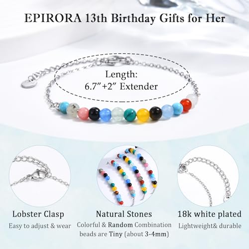 EPIRORA Birthday Gifts for Girls, 12th/ 13th/ 16th/ 18th/ 21st Birthday Jewellery Presents Ideas for Teen Girl Daughter Granddaughter Sister Niece Friends, Natural Colorful Stones Bracelets3